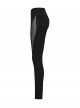 Black Daily Simple Unique Personality Hollow Mesh Splicing Punk Style Tight Pants