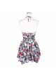 Ghost Head Printed Chest Lace-Up Black Punk Halter Dress