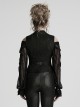 Sexy Black Deep V Neck Lapel Exquisite Lace Ruffles Retro Metal Buckle Decorated Gothic Style Slim Vest
