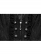 Sexy Black Deep V Neck Lapel Exquisite Lace Ruffles Retro Metal Buckle Decorated Gothic Style Slim Vest