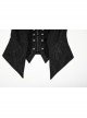 Sexy Black Deep V Neck Lapel Exquisite Lace Ruffles Retro Metal Buckle Decorated Gothic Style Slim Vest