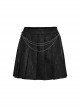 Black Daily Simple Unique Metal Chain Decoration Exquisite Lace Dark Pattern Pleated Gothic Style Skirt