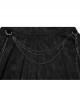 Black Daily Simple Unique Metal Chain Decoration Exquisite Lace Dark Pattern Pleated Gothic Style Skirt