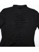 Sexy Black High Collar Slim Fit Unique Perspective Coffin Mesh Design Gothic Style Short Sleeves T Shirt