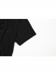 Sexy Black High Collar Slim Fit Unique Perspective Coffin Mesh Design Gothic Style Short Sleeves T Shirt