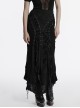 Decadent Black Tattered Fabrics Stitching Knitted Material Cross Ribbon Design Gothic Style Skirt