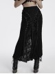 Decadent Black Tattered Fabrics Stitching Knitted Material Cross Ribbon Design Gothic Style Skirt
