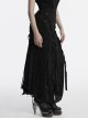 Decadent Black Tattered Fabrics Stitching Knitted Material Cross Ribbon Design Gothic Style Skirt