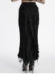 Decadent Black Tattered Fabrics Stitching Knitted Material Cross Ribbon Design Gothic Style Skirt