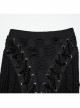Decadent Black Tattered Fabrics Stitching Knitted Material Cross Ribbon Design Gothic Style Skirt
