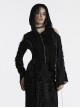 Black Unique Decadent Hole Splicing Back Drawstring Design Gothic Style Trumpet Sleeves Knitted Hooded Coat