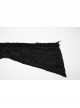 Black Unique Decadent Hole Splicing Back Drawstring Design Gothic Style Trumpet Sleeves Knitted Hooded Coat