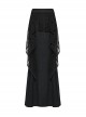 Black Decadent Unique Hole Lace Mesh Spliced Knitted Punk Style Fishtail Skirt