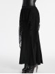 Black Decadent Unique Hole Lace Mesh Spliced Knitted Punk Style Fishtail Skirt