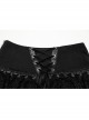 Black Irregular Mesh Lace Splicing Design Waist Drawstring Punk Style Fluffy Cake Skirt