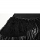 Black Irregular Mesh Lace Splicing Design Waist Drawstring Punk Style Fluffy Cake Skirt