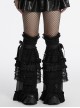 Sweet Cute Black Mesh Lace Ruffles Decorated Bow Ribbons Embellished Gothic Style Leg Covers