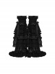 Sweet Cute Black Mesh Lace Ruffles Decorated Bow Ribbons Embellished Gothic Style Leg Covers