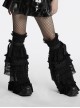 Sweet Cute Black Mesh Lace Ruffles Decorated Bow Ribbons Embellished Gothic Style Leg Covers
