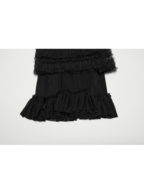 Sweet Cute Black Mesh Lace Ruffles Decorated Bow Ribbons Embellished Gothic Style Leg Covers