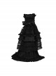 Sweet Cute Black Mesh Lace Ruffles Decorated Bow Ribbons Embellished Gothic Style Leg Covers