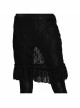 Fringe Gathering Small Rose Mesh Lace Front Side Lace-Up Black Gothic Skirt