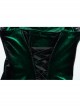 Elegant Green Gradient Sexy Vintage Velvet Delicate Lace Ruffles Decorated Gothic Style Suspender Dress