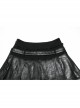 Black Cool Leather Patchwork Lace Ruffles Metal Button Decorated Punk Style Pleated Skirt