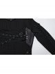 Personalized Black Sexy Off Shoulder Unique Cross Straps Metal Buckle Decorated Punk Style Long Sleeves T Shirt