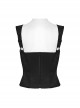 Black Sexy Delicate Rose Pattern Chest Gathered Ruffles Waist Sweet Bow Gothic Style Camisole Top