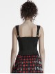 Black Sexy Delicate Rose Pattern Chest Gathered Ruffles Waist Sweet Bow Gothic Style Camisole Top