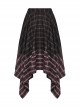 Retro Black Red Gradient Unique Plaid Pattern Irregular Hem Punk Style Skirt