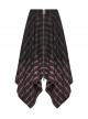 Retro Black Red Gradient Unique Plaid Pattern Irregular Hem Punk Style Skirt