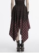 Retro Black Red Gradient Unique Plaid Pattern Irregular Hem Punk Style Skirt