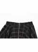 Retro Black Red Gradient Unique Plaid Pattern Irregular Hem Punk Style Skirt