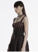 Cool Sexy Red Black Gradient Unique Plaid Pattern Personality Skull Zipper Punk Style Suspender Top