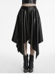 Cool Simple Black Personality Irregular Hem Waist Elastic Design Faux Leather Punk Style Skirt