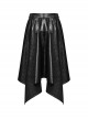Cool Simple Black Personality Irregular Hem Waist Elastic Design Faux Leather Punk Style Skirt