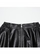 Cool Simple Black Personality Irregular Hem Waist Elastic Design Faux Leather Punk Style Skirt