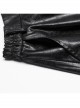 Cool Simple Black Personality Irregular Hem Waist Elastic Design Faux Leather Punk Style Skirt