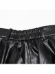Cool Simple Black Personality Irregular Hem Waist Elastic Design Faux Leather Punk Style Skirt