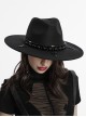 Black Elegant Gorgeous Retro Pearl Decorated Cross Pendant Embellished Gothic Style Hat