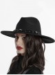 Black Elegant Gorgeous Retro Pearl Decorated Cross Pendant Embellished Gothic Style Hat