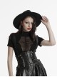 Black Elegant Gorgeous Retro Pearl Decorated Cross Pendant Embellished Gothic Style Hat