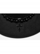 Black Elegant Gorgeous Retro Pearl Decorated Cross Pendant Embellished Gothic Style Hat