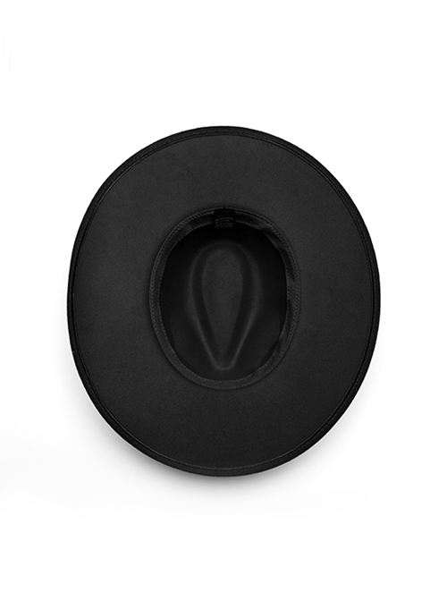 Black Elegant Gorgeous Retro Pearl Decorated Cross Pendant Embellished Gothic Style Hat