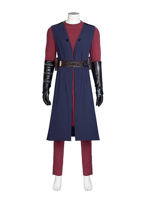 Animation Star Wars The Clone Wars Anakin Skywalker Halloween Cosplay Costume Blue Long Vest