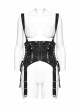 Black Cool Retro Carved Metal Buckle Decoration Cross Straps Drawstring Design Punk Style Tight Corset