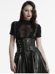 Black Cool Retro Carved Metal Buckle Decoration Cross Straps Drawstring Design Punk Style Tight Corset