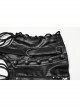 Black Cool Retro Carved Metal Buckle Decoration Cross Straps Drawstring Design Punk Style Tight Corset